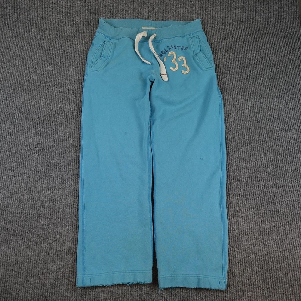 Vintage Hollister Sweatpants Womens XS Blue Fleece Drawstring Elastic Waist 33